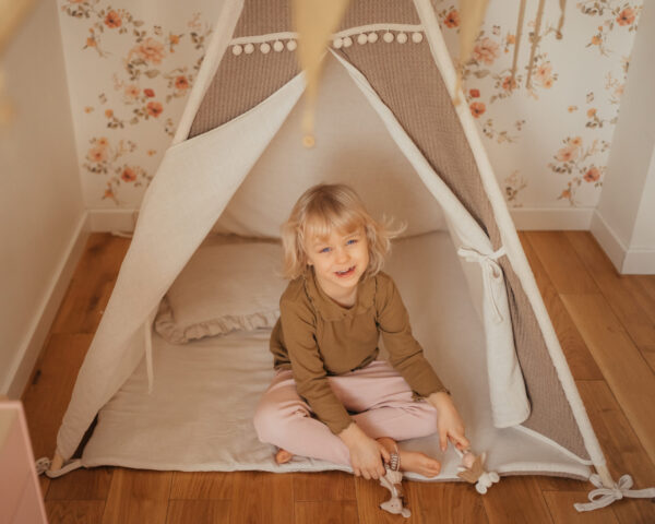 Tipi Carpa para niños con Alfombra, Gris y Blanco - Imagen 2