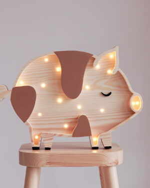 Lámpara Cerdito de Madera LED
