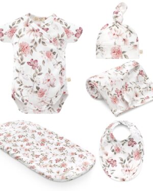 Set regalo primera puesta, newborn, flores boho