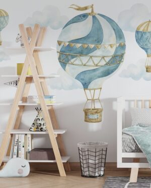 Retro Globos Y Aviones - Vinilos Decorativos Infantiles - conjunto 1