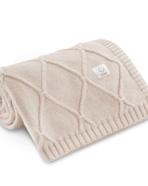 Manta Infantil de Lana Merino 100%, estilo Diamantes, Capuchino