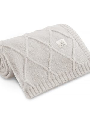 Manta Infantil de Lana Merino 100%, estilo Diamantes, Crema