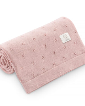Manta Infantil de Lana Merino 100% natural, Jersey, Rosa Palo