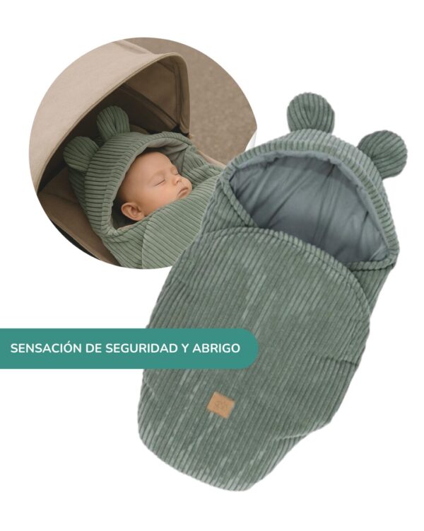 Manta Arrullo de Algodón y Pana con orejas de oso - Imagen 3