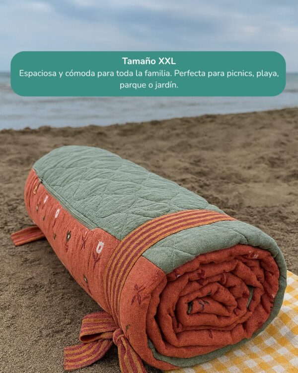 Manta de picnic acolchada – Vintage Flores XXL - Imagen 4