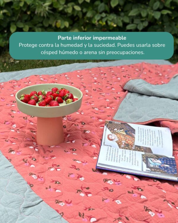 Manta de picnic acolchada – Vintage Flores XXL - Imagen 3