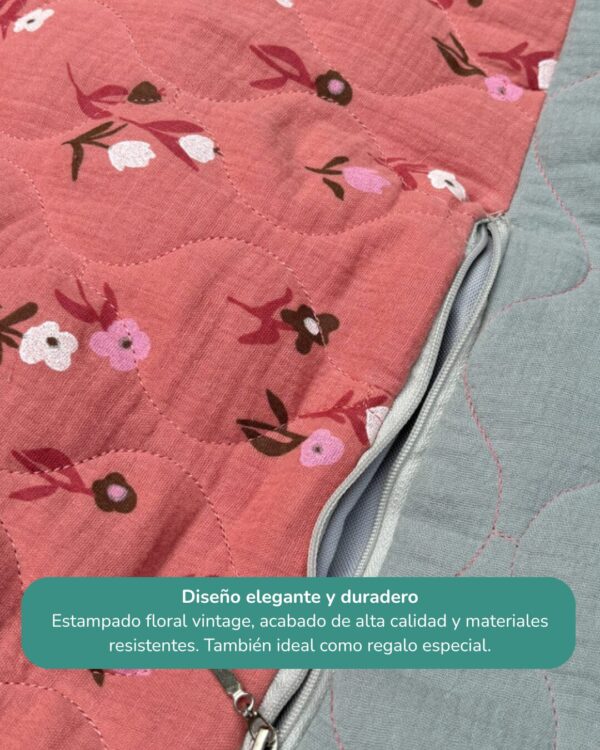 Manta de picnic acolchada – Vintage Flores XXL - Imagen 2