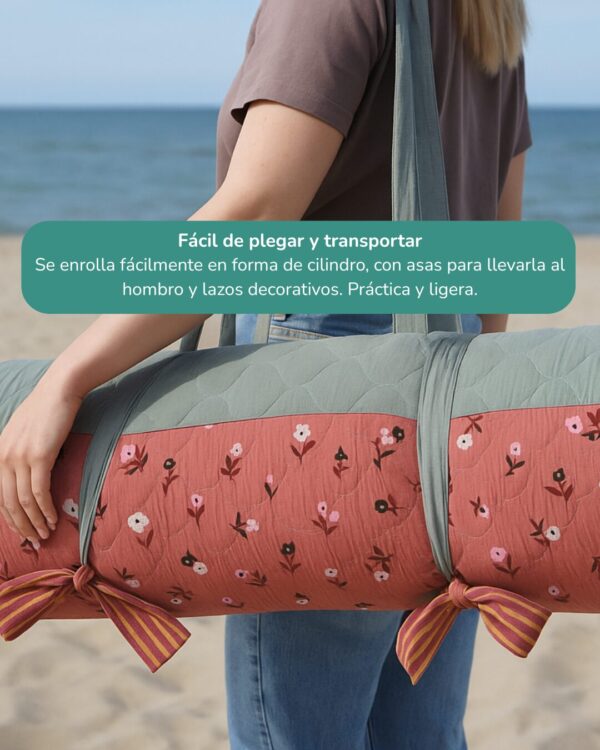 Manta de picnic acolchada – Vintage Flores XXL - Imagen 5