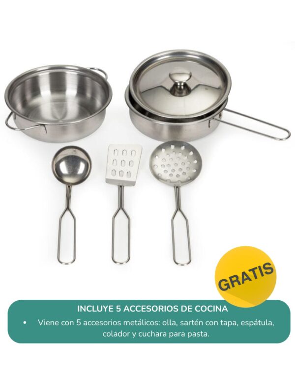 Cocina de madera para niños con luz y sonido, Blanca - Imagen 4